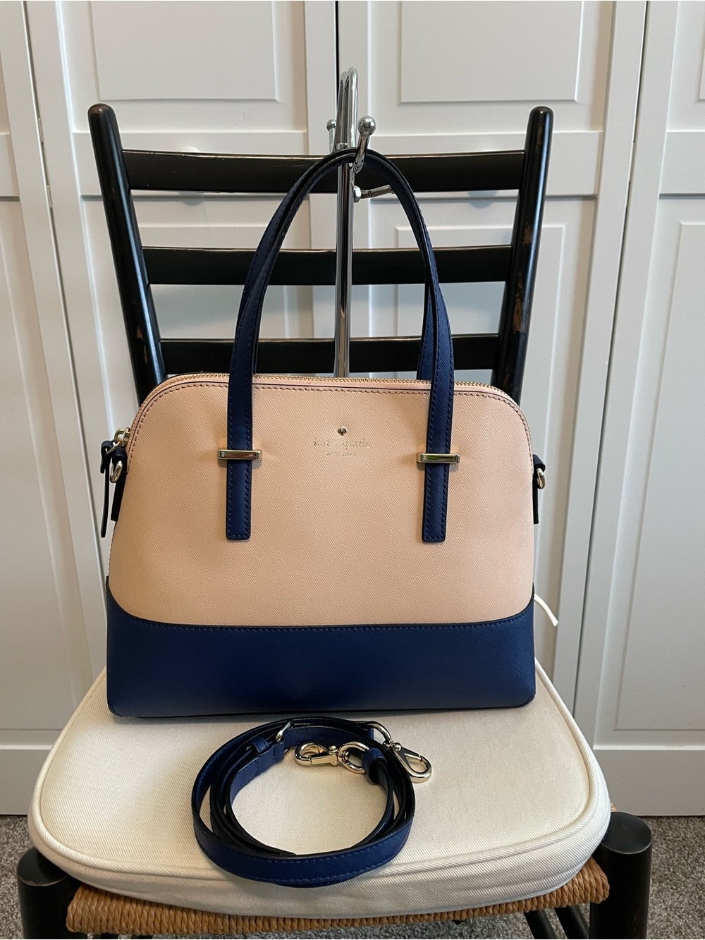 kate spade Two-Tone Navy and Cream Dome Satchel
